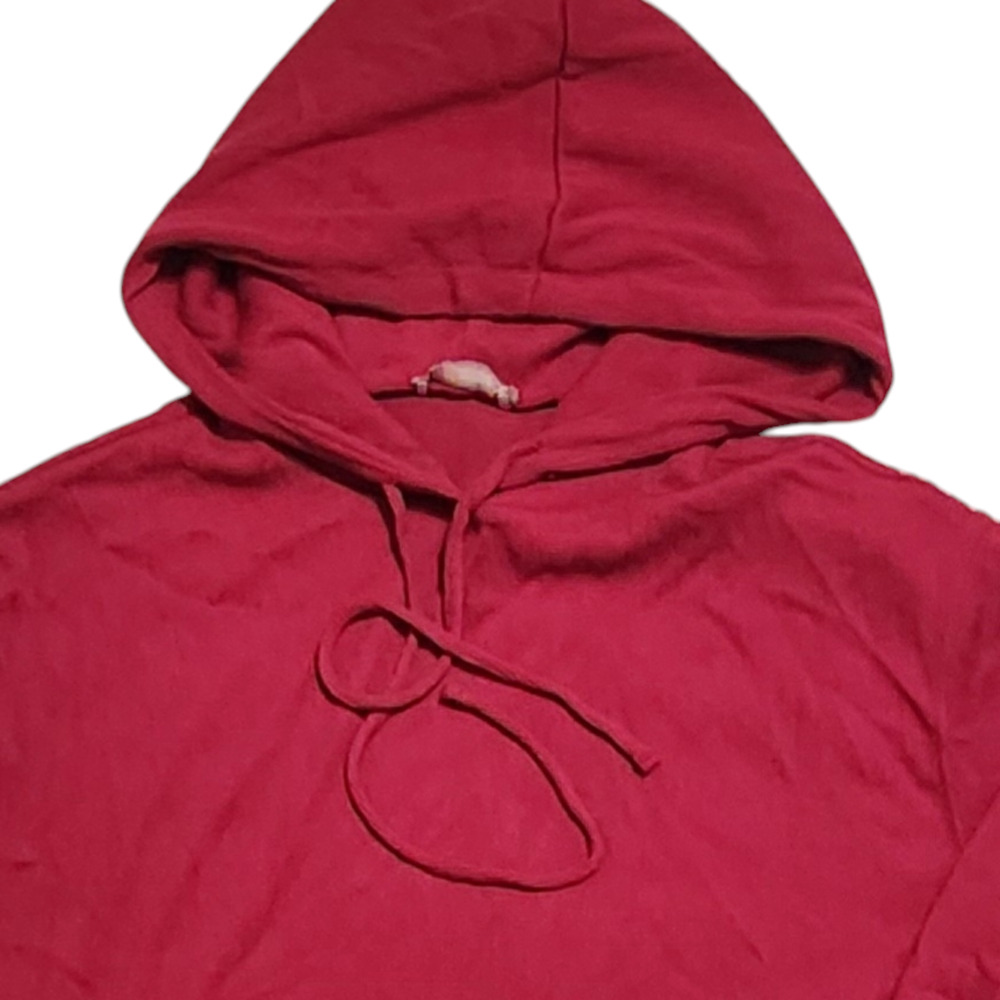 Zara Ribbed Sweater Hoodie, Lightweight hot pink, size L, long sleeved pullover